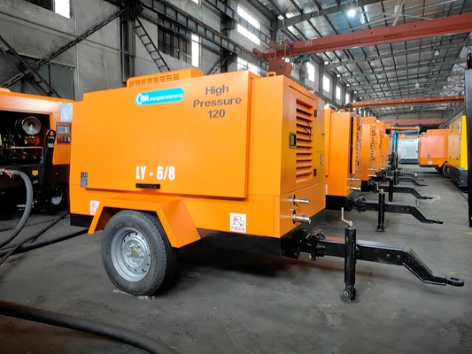 Compressor de parafuso a motor diesel de resfriamento a alta pressão com desempenho potente